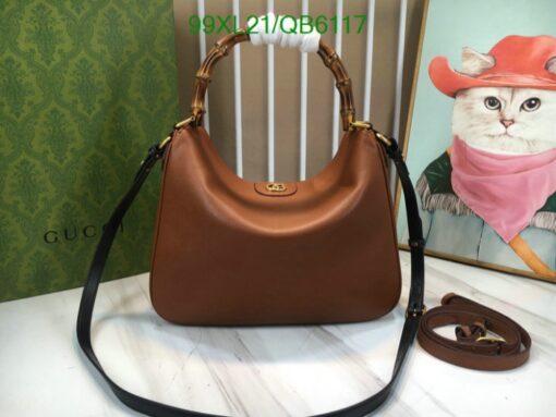 Gucci Diana FAKE Leather Bag in Brown, a luxurious and versatile accessory.