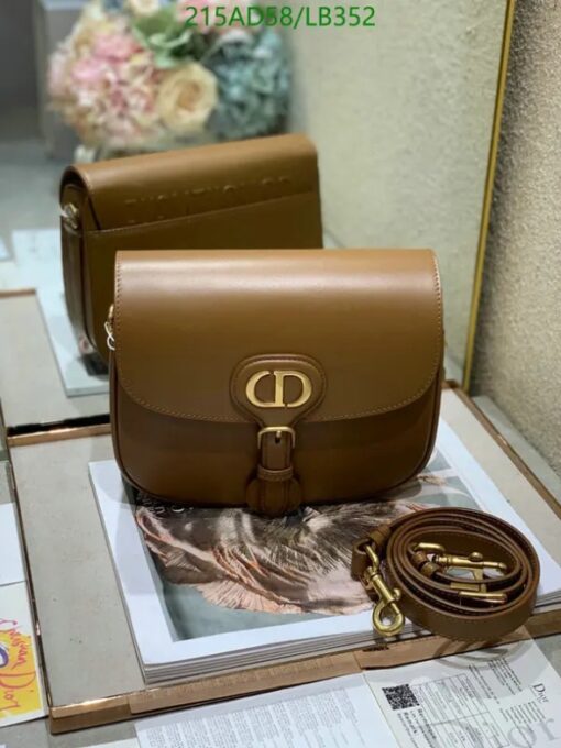 Dior Replica Medium Bobby Bag LB3525 in Brown Cowhide