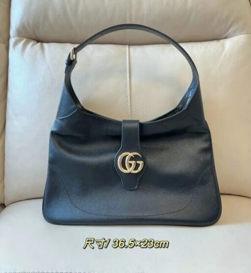 Gucci Aphrodite Medium Shoulder Bag in Black Leather