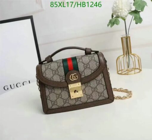 Gucci Ophidia GG Small Leather Replica Shoulder Bag HB12466 in premium leather with GG motif