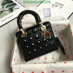 Exquisite Dior Replica Mini Lady Bag in Black Leather HB13797 with iconic Cannage stitching