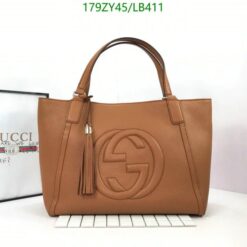 Gucci Soho Leather Shopping Bag Replica LB41126 in Brown