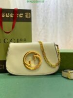 White Gucci Blondie Shoulder Bag Dupe zb11535 with Chain Strap