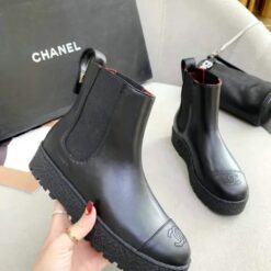 Chanel Ladies Ankle Boots – Black Cowhide and Sheepskin.