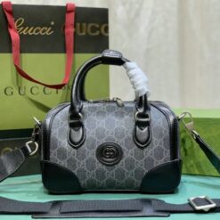 front design of the Gucci Knockoff Small Duffle Bag in Black.