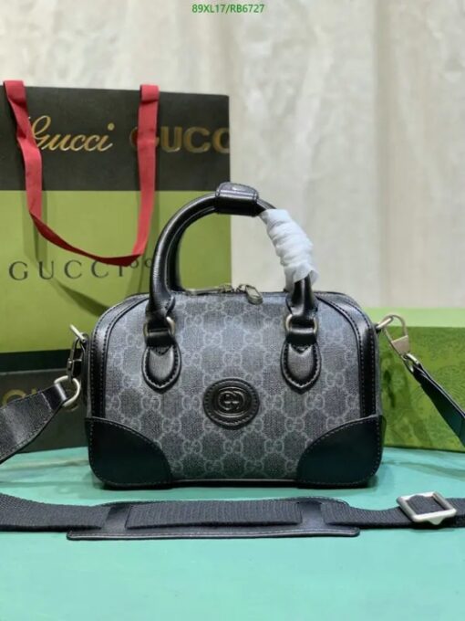 front design of the Gucci Knockoff Small Duffle Bag in Black.