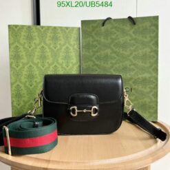 Sophisticated black leather Gucci Horsebit 1955 Shoulder Bag