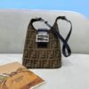 Brown Fendi Replica Classic Zucca Baguette FF Shoulder Bag JB522 made of cowhide and canvas