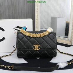 Luxurious knockoff Chanel bag in classic black quilted leather