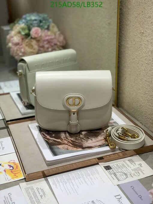 Dior Replica Medium Bobby Bag LB3525 in White Cowhide