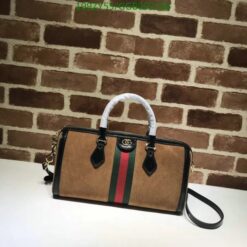 Brown Gucci Suede Boston Bag - High-Quality Knock Off.