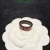 Duplicate Chanel Resin Logo Ring Pink Black QJ8945