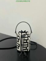 Fendi Mon Tresor Mini Bucket Bag Knockoff HB52186 in Black and White Leather