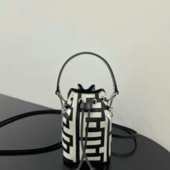 Fendi Mon Tresor Mini Bucket Bag Knockoff HB52186 in Black and White Leather