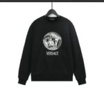 Sleek black Versace long sleeve sweatshirt made from soft cotton