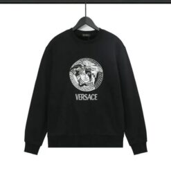 Sleek black Versace long sleeve sweatshirt made from soft cotton