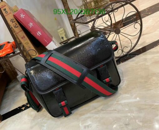 Gucci Duplicate Messenger GG Crystal Bag QB71366 made from PVC and Black leather.