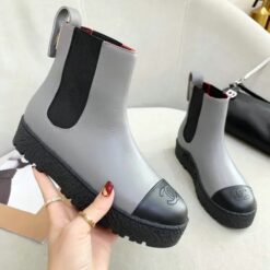 Chanel Ladies Ankle Boots – Grey Cowhide and Sheepskin.