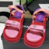 Chanel Lambskin Replica Sandals DS8070 in Purple with Logo Platform DS8070