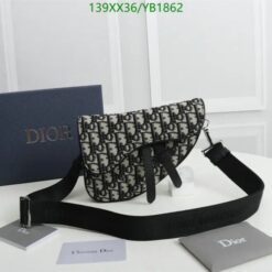 Grey Dior Saddle Belt Bag Replica in Oblique Jacquard YB18622