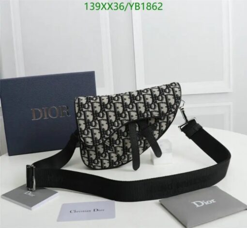 Grey Dior Saddle Belt Bag Replica in Oblique Jacquard YB18622