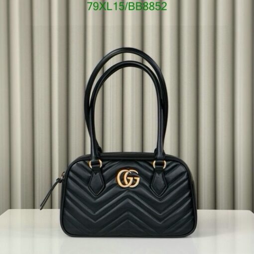 Gucci Knock off Marmont Mini Leather Bag BB88522 in Black with Gold-Toned Hardware