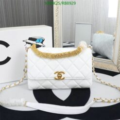 Chanel Replica quilted lambskin small flap bag in white