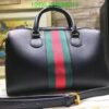 Black Gucci Replica Ophidia Leather AAAA Bag RB8213 with gold-tone hardware.