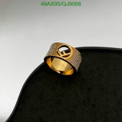 Elegant Fendi Replica Mirror Rings for Women QJ9068 in gold with 1:1 mirror design