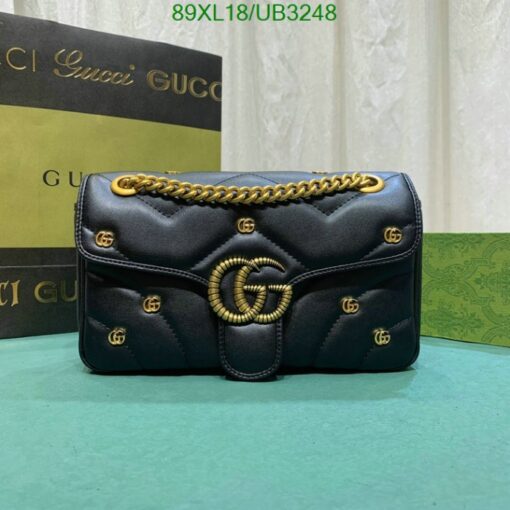 Gucci GG Marmont Inspired Quilted Shoulder Bag UB3248 in Black