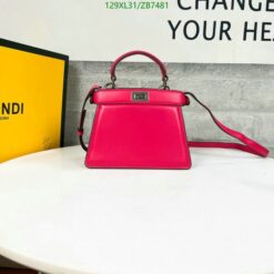 Pink Fendi Peekaboo ISeeU Small Bag with elegant quilted leather and gold twist lock