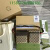 Gucci items including bags, tote, boxes, manuals, and tags displayed neatly with green text code.