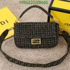 Fendi Lookalike Baguette Bag in Coffee Fabric Interlace LZ69295