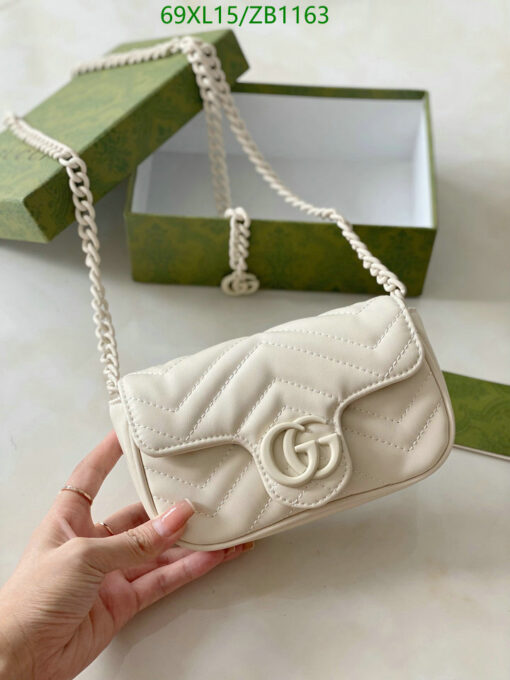 Replica Gucci GG Marmont White Belt Bag GDB1543 - FRONT VIEW