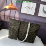 Lookalike Fendi Authentic Zucca Tote Bag in Brown with Gold Accents YB63224