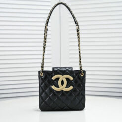 Stylish Chanel Black Cruise Casual Sheepskin Crossbody Bag with adjustable strap