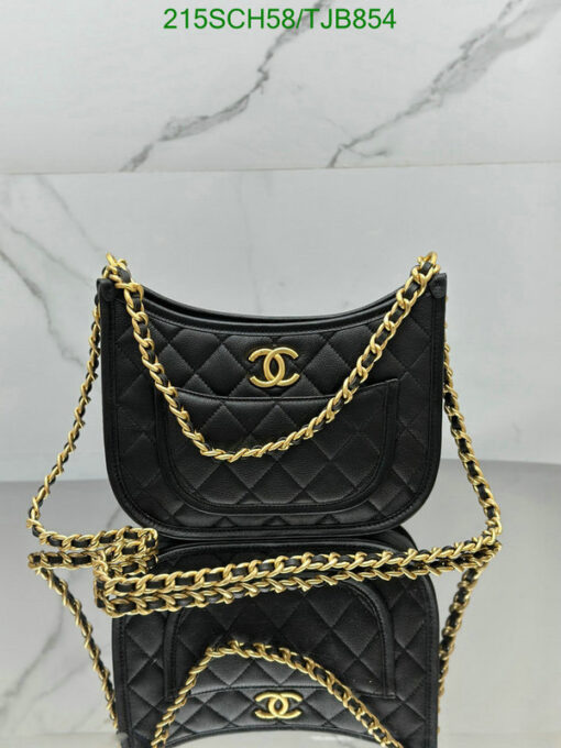 Faux Chanel 24S Black Hobo Bag in Genuine Leather EZ2584