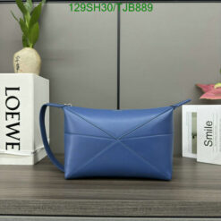 Faux Loewe Blue Wash Bag with Shiny Calfskin Finish VD403