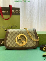 Gucci Faux Blondie Shoulder Bag with Brown Leather and Gold Hardware
