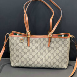 Gucci GG Emblem Small Tote Bag with Leather Trim RML852