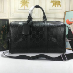 Gucci Large Black Canvas Bag with GG Embossing with GG Logo