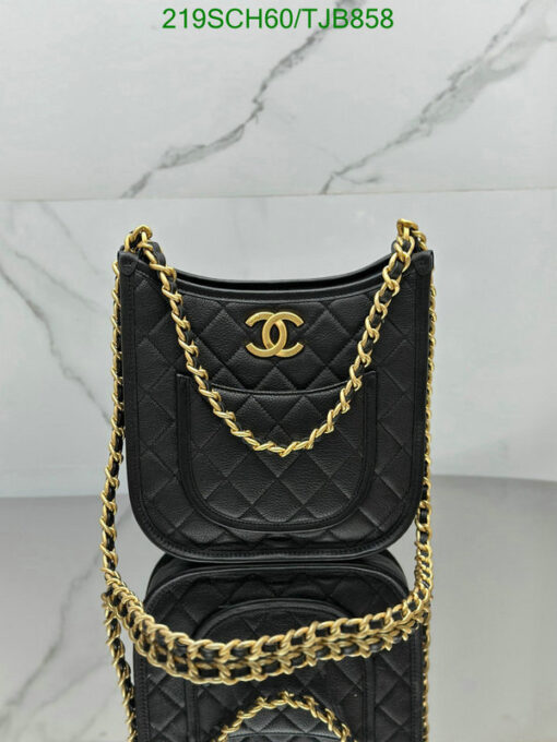 Imitation Chanel 24SS Black Calfskin Hobo Handbag CC Quilted CP9964