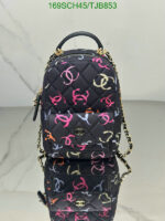 Imitation Chanel Mini Backpack in Black Canvas and Leather PR7531