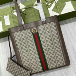 Imitation Gucci Large Tote Beige and Brown made of PVC and Genuine Leather YU335