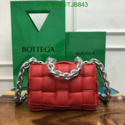 Knockoff Bottega Veneta Red Cross-Body Cassette Bag with Chain and Gold Hardware 6829