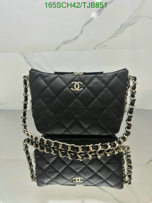 Knockoff Chanel Black Cowhide Hobo Bag CC Logo JK4721