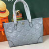 Replica Gucci GG Quilted Grey Matelassé Small Tote with gold-toned hardware and Double G logo.