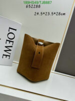 Replica Loewe Tobacco Pebble Bucket Bag in Suede Calfskin EA5287