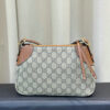 Small Replica Gucci Shoulder Bag Grey with Brown Trim Leather VTX368