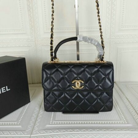 Chanel Flap Bag with Top Handle - Lambskin & Gold-Tone Metal